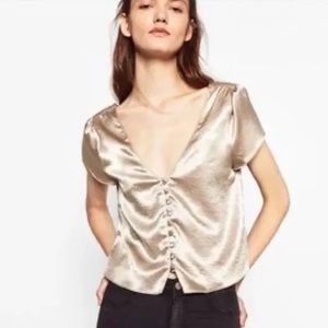 Zara champagne satin top